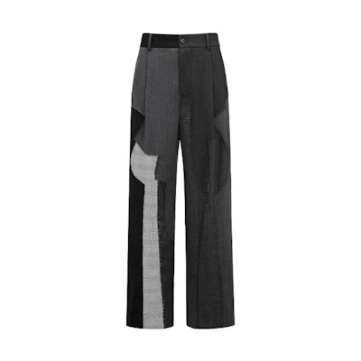 Feng Chen Wang SS23 Color-Block Mid-Rise Casual Pants Men’s Grey. FUS15TR16