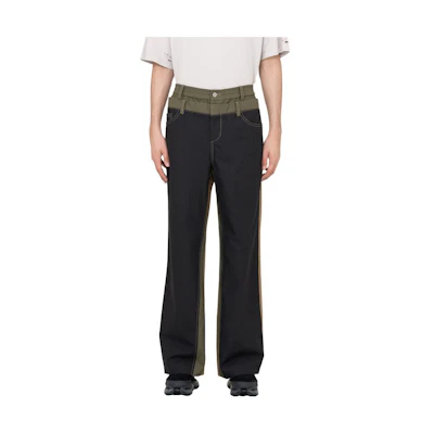 FENG CHEN WANG SS23 Deconstructed Tricolor Straight Pants Khaki/Black/Green Men FMS15TR08