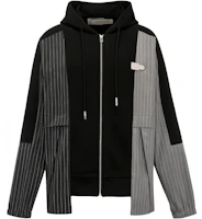 Feng Chen Wang SS23 Patchwork Striped Zip Hoodie Unisex Black FMF14HD05 Feng Chen Wang SS23 Patchwork Striped Zip Hoodie Unisex Black FMF14HD05