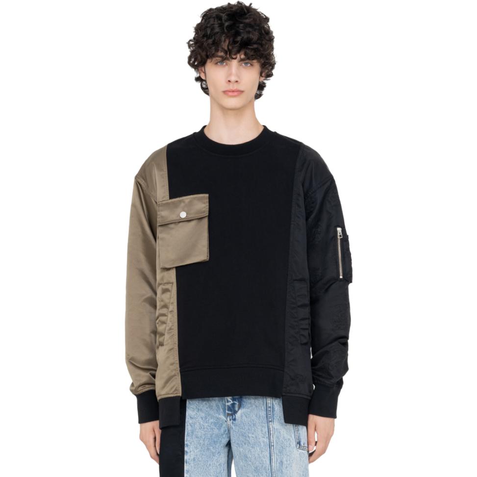 Lookbook Sudadera Feng Chen Wang SS23 Phoenix Black Khaki Colorblock Bordado. FMF14SS02