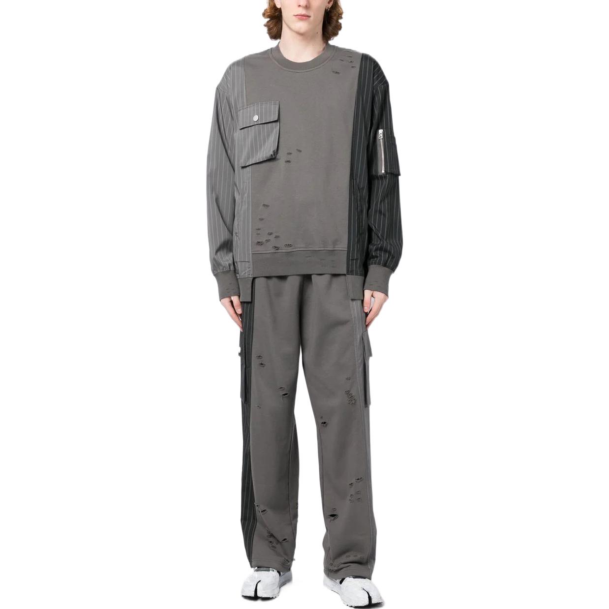 Lookbook Pantalones Grises Rectos a Rayas de Talle Alto FENG CHEN WANG SS23 Hombre. FMS15TR10