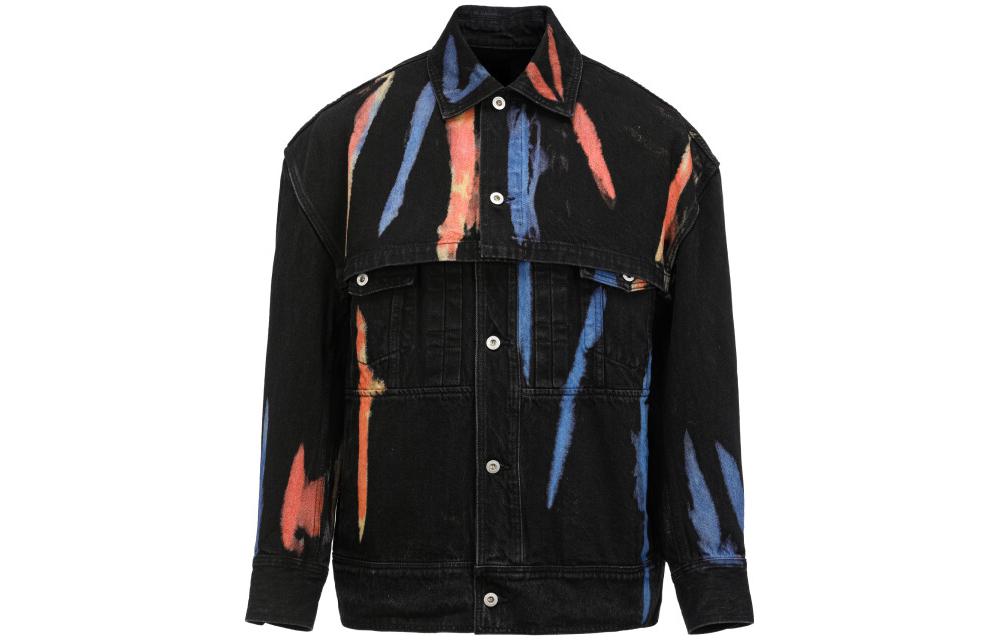 Feng Chen Wang SS23 Tie-Dye Graffiti Casual Single-Breasted Jacket Black Men’s. FMF14JK20