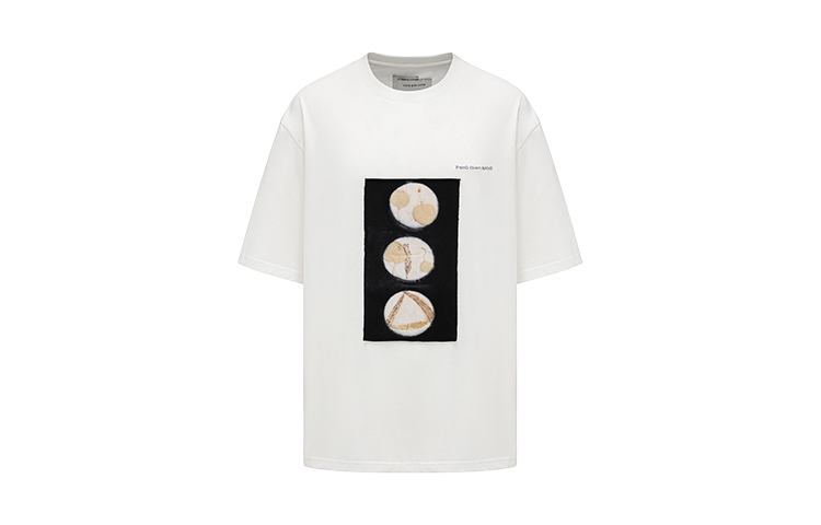Feng Chen Wang SS24 Plant Dye Unisex White Leaf Print Crewneck T-Shirt FMS17TS08W