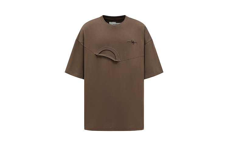 Feng Chen Wang SS24 Unisex Brown Crewneck Relaxed Fit Pullover T-Shirt. FMS17TS12