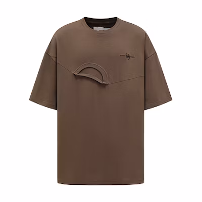 Feng Chen Wang SS24 Unisex Brown Crewneck Relaxed Fit Pullover T-Shirt. FMS17TS12