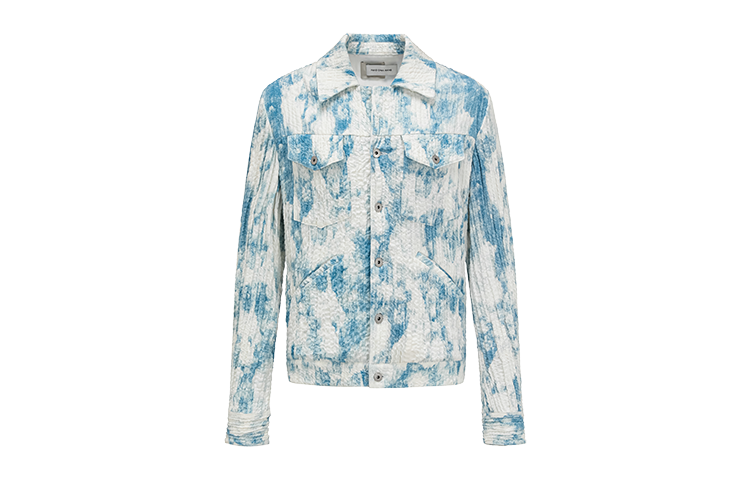 Feng Chen Wang Tie-Dye Pleated Single-Breasted Jacket Unisex Blue FUS17JK23