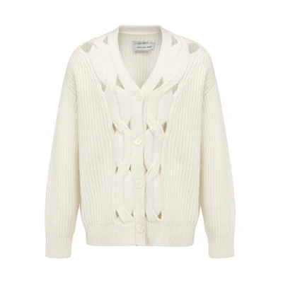 Feng Chen Wang Unisex Loose Solid Color Hollow Knit Cardigan Sweater. FUF16KT06