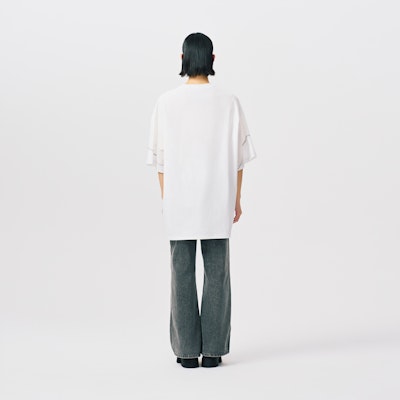 Camiseta unisex blanca Feng Chen Wang de manga corta con diseño deconstruido. FMS17TS05 Details for Camiseta unisex blanca Feng Chen Wang de manga corta con diseño deconstruido. FMS17TS05