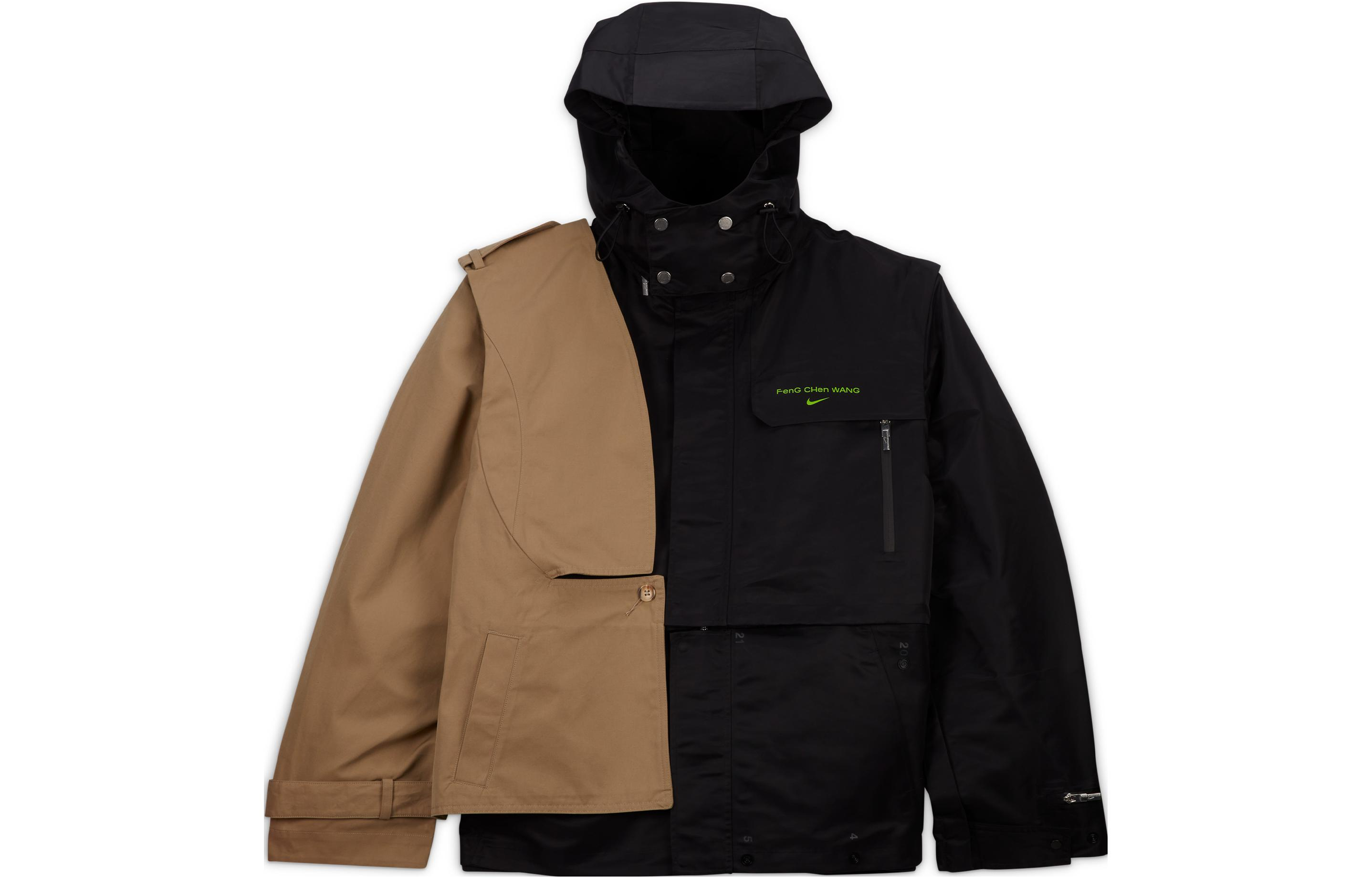 Feng Chen Wang x Nike FW23 Patchwork Deconstructed Hoodie Jacket Unisex Black DV3999-068