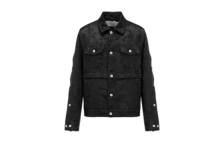 Feng Chen Wang Year of the Dragon Jacquard Deconstructed Satin Jacket Black Unisex FUS17JK07