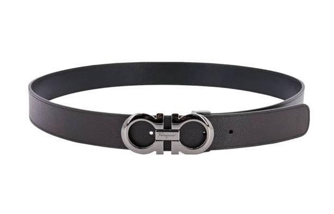 Ferragamo  Adjustable Leather Belt Black 3.5CM 675542689112TMORO