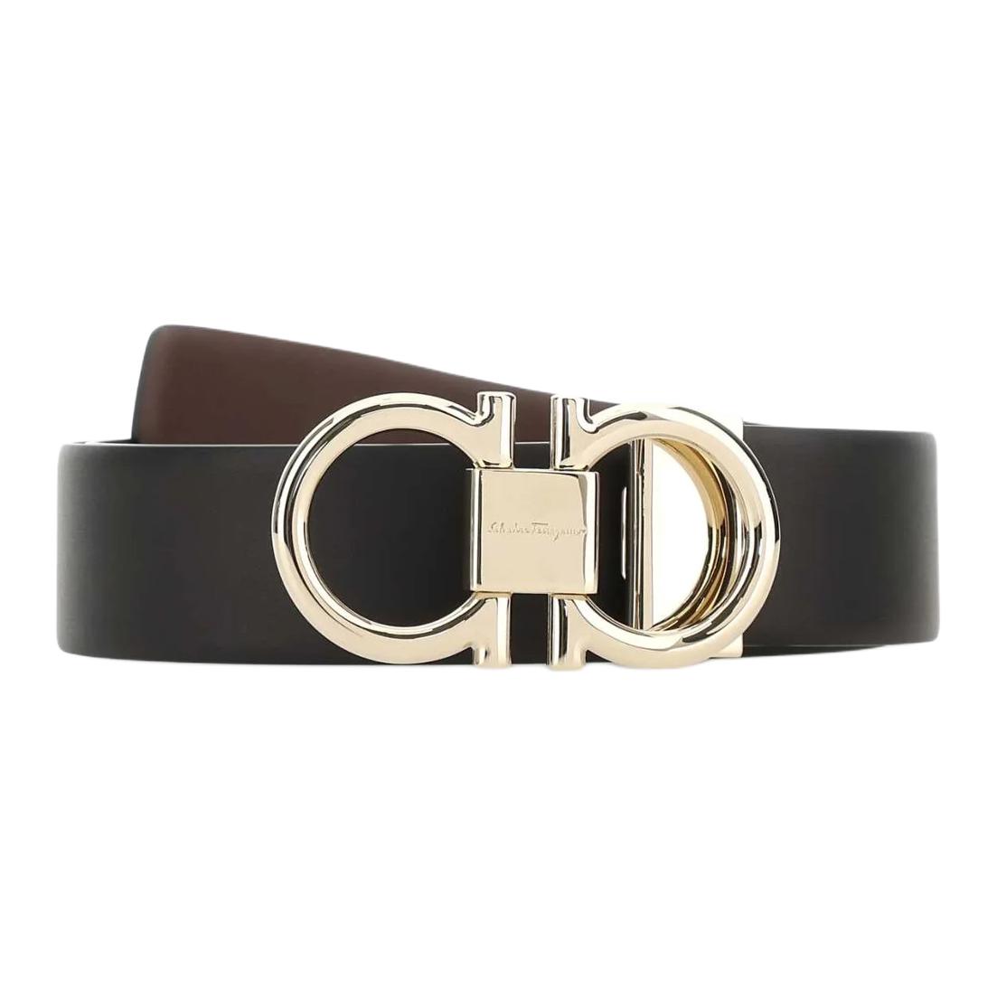 Ferragamo  Adjustable Leather Belt with Reversible Smooth Buckle 3.5cm. 679938-759047