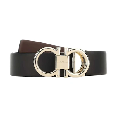 Ferragamo Adjustable Leather Belt with Reversible Smooth Buckle 3.5cm. 679938-759047