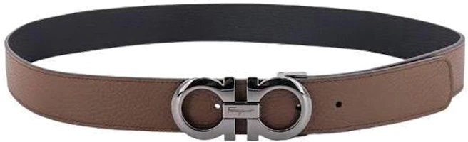 FERRAGAMO Black & Brown Leather Belt with Smooth Buckle 3.5cm Wide. 675542705614BROWNSUGA FERRAGAMO Black & Brown Leather Belt with Smooth Buckle 3.5cm Wide. 675542705614BROWNSUGA
