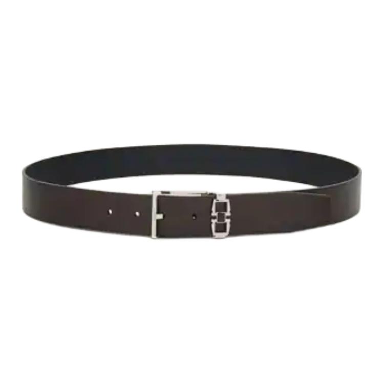 Ferragamo  Black Calf Leather Belt 3.5CM Width Solid Design. 670373775802