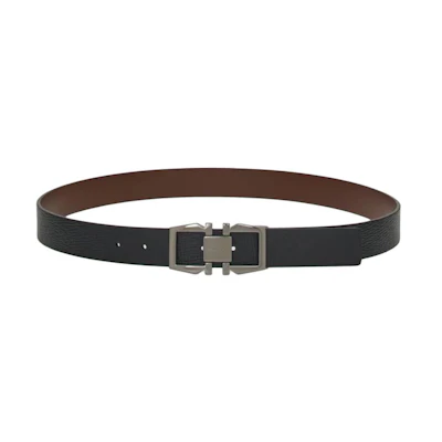 FERRAGAMO Black Calfskin Leather Belt with Detachable Buckle, 3CM Width. 764796