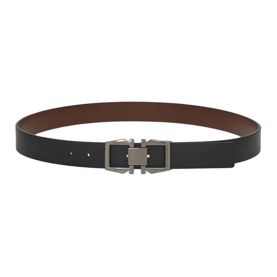 FERRAGAMO  Black Calfskin Leather Belt with Detachable Buckle, 3CM Width. 764796 圖 2