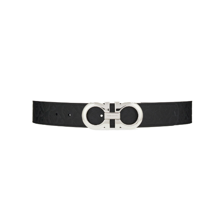 FERRAGAMO  Black Calfskin Leather Belt with Smooth Buckle 3.4CM. 679710022-0689134 圖 3