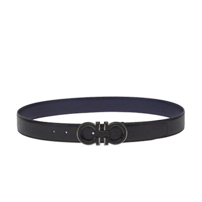 Ferragamo Black Calfskin Logo Belt, 3.5CM Width. 67A2540770682