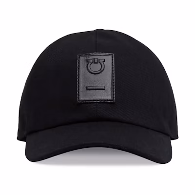 Ferragamo Black Cotton Patch Baseball Cap 771442