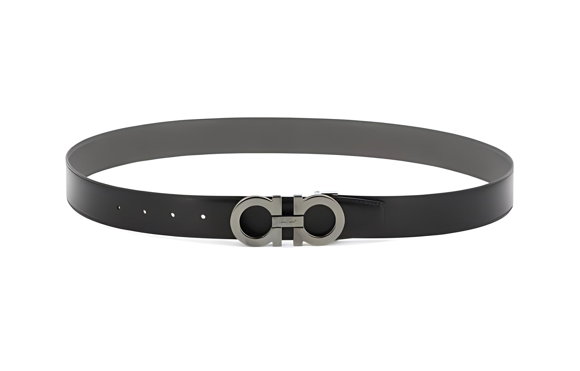 FERRAGAMO  Black Leather Belt - Soft and Comfortable Logo Design 0764202