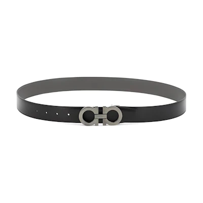 FERRAGAMO Black Leather Belt - Soft and Comfortable Logo Design 0764202