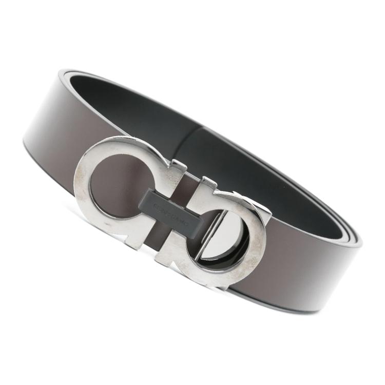 Ferragamo  Black Leather Belt, Smooth Buckle, Calfskin, 3.5CM Wide. 776310 圖 3