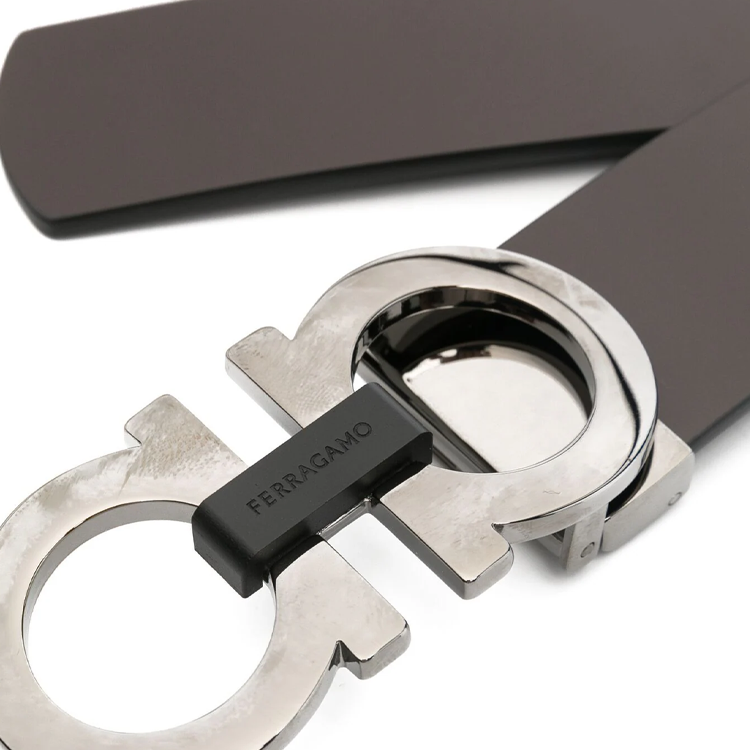 Ferragamo  Black Leather Belt, Smooth Buckle, Calfskin, 3.5CM Wide. 776310 圖 4