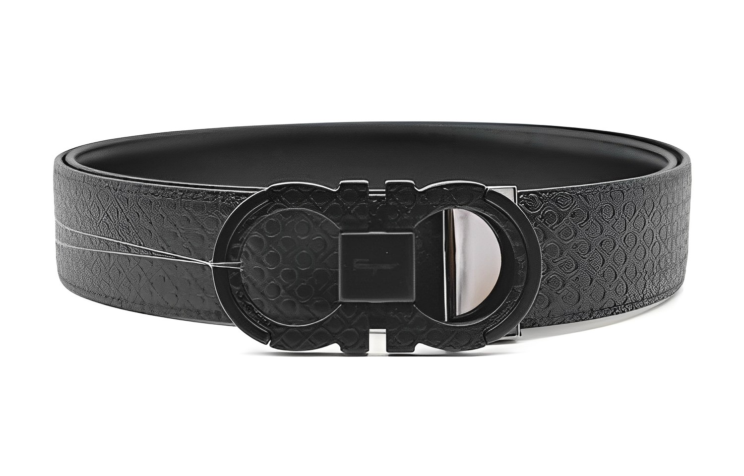 FERRAGAMO  Black Leather Belt Classic Logo Buckle 3.5cm Width. 0745872