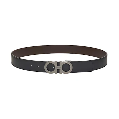 FERRAGAMO Black Leather Belt in Solid Design, Smooth Buckle, 3.5CM Width. 0464231C105