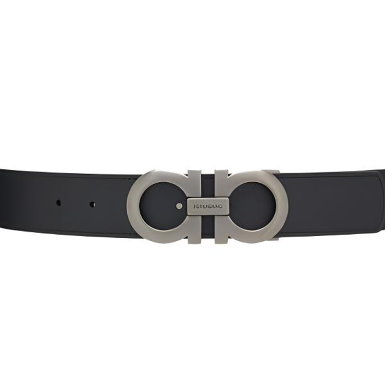 FERRAGAMO  Black Leather Belt in Solid Design, Smooth Buckle, 3.5CM Width. 0464231C105 圖 4