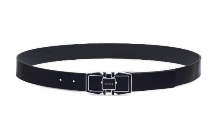 Ferragamo  Black Leather Belt with Geometric Buckle. 670252765759 圖 2