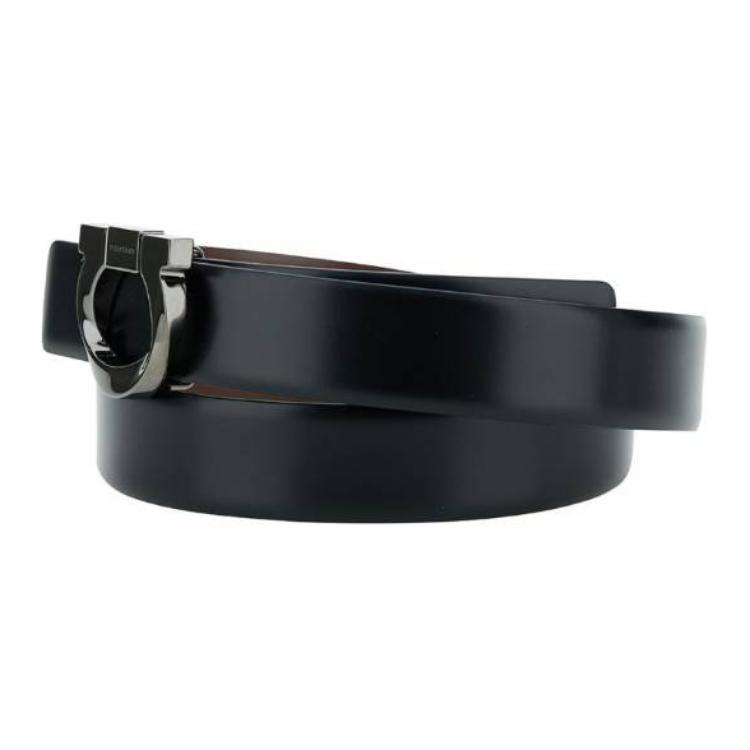 Lookbook FERRAGAMO  Black Leather Belt with Logo, 3.2cm Width. 6703110770934