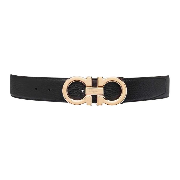 FERRAGAMO  Black Leather Belt with Logo Buckle - 3.5cm. 67 9710 764161 圖 2