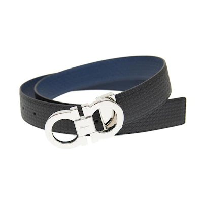 Ferragamo Black Leather Belt with Logo Buckle 3.5CM. 679535