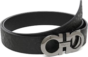 Ferragamo Black Leather Belt with Logo Engraved Smooth Buckle 3.5cm 675542756372 Ferragamo Black Leather Belt with Logo Engraved Smooth Buckle 3.5cm 675542756372