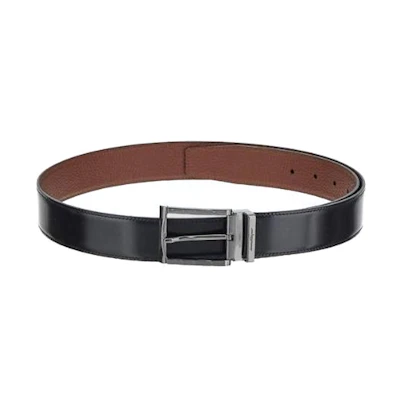Ferragamo Black Leather Belt with Logo Lettering. 679497759021NEROCAPPUCCINO