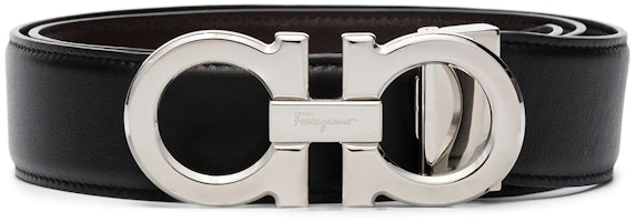 Ferragamo Black Leather Belt with Reversible Buckle - 3.5cm Width. 686671 Ferragamo Black Leather Belt with Reversible Buckle - 3.5cm Width. 686671