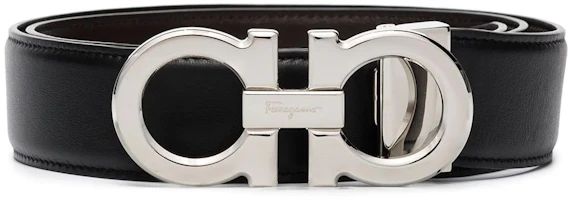 Order Ferragamo 黑色皮革腰帶可翻轉扣環 - 3.5公分寬。 686671