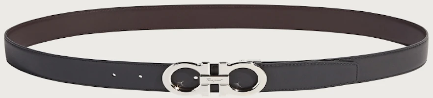 Shop Ferragamo 黑色皮革腰帶可翻轉扣環 - 3.5公分寬。 686671