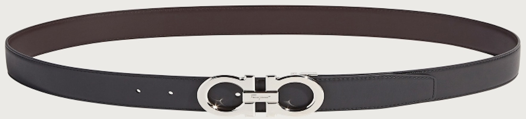 Ferragamo 黑色皮革腰帶可翻轉扣環 - 3.5公分寬。 686671 Shop Ferragamo 黑色皮革腰帶可翻轉扣環 - 3.5公分寬。 686671