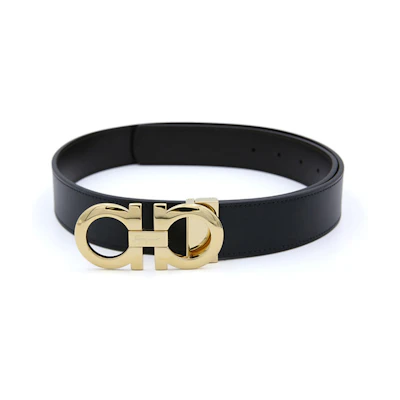 Ferragamo Black Leather Belt with Silver Buckle, 3.5cm Wide. 0586940