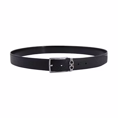 Ferragamo Black Leather Belt with Smooth Buckle - Lightweight & Comfortable 67A037718382NERO