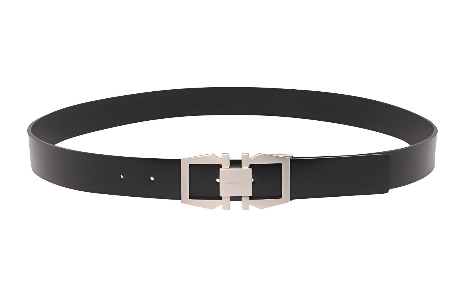 Ferragamo  Black Leather Belt with Smooth Buckle, 3cm Width. 764797670251NERO