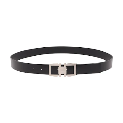 Ferragamo Black Leather Belt with Smooth Buckle, 3cm Width. 764797670251NERO