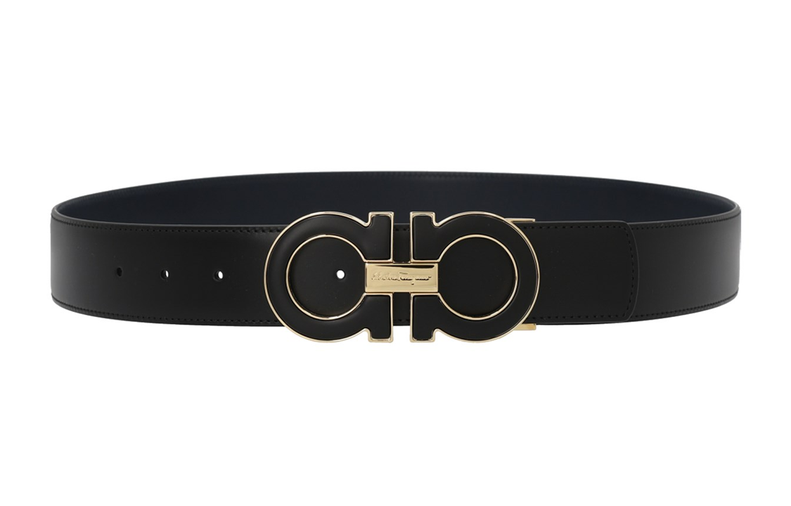 Ferragamo  Black Leather Belt with Smooth Buckle, 4cm Wide. 0754231NERO 圖 2