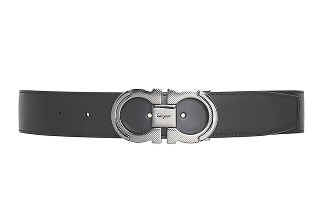 FERRAGAMO  Black Leather Reversible Belt with Adjustable Smooth Buckle 3cm. 67A282-742648 圖 3