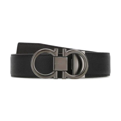 FERRAGAMO Black Smooth Leather Belt with Buckle - 3.5cm Stylish & Comfortable 679938698949