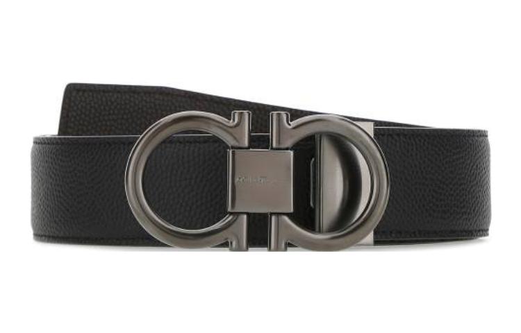FERRAGAMO  Black Smooth Leather Belt with Buckle - 3.5cm Stylish & Comfortable 679938698949 圖 2