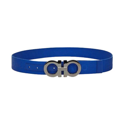 Ferragamo Blue Leather Belt with Logo Design, Smooth Buckle, 4CM Width. 670286770726